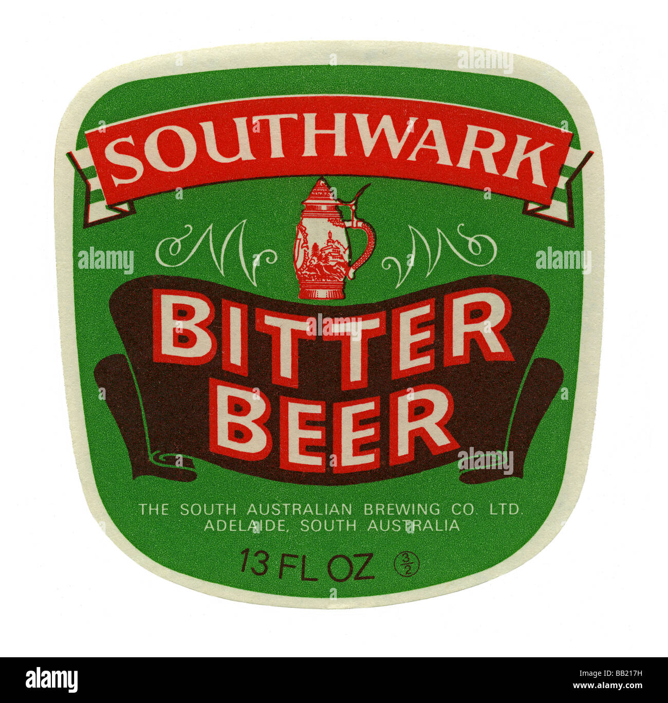 Alten australischen Bieraufkleber für Southwark Bitter Bier, Adelaide, Südaustralien Stockfoto