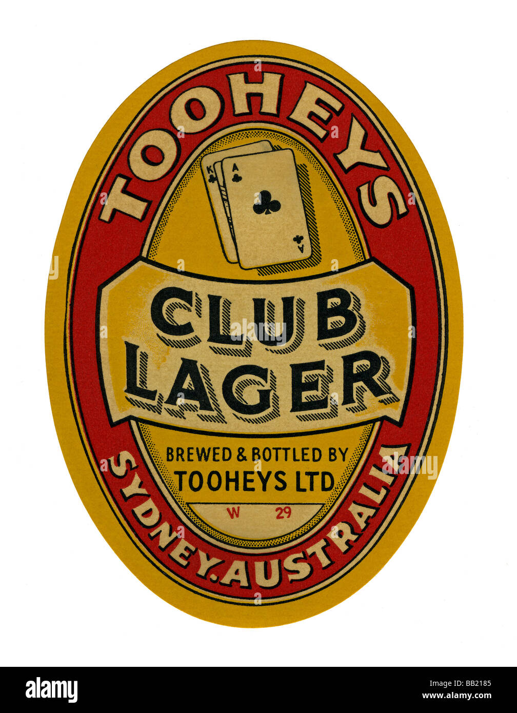 Alten australischen Bieraufkleber für Tooheys Club Lagerbier, Sydney, New South Wales Stockfoto