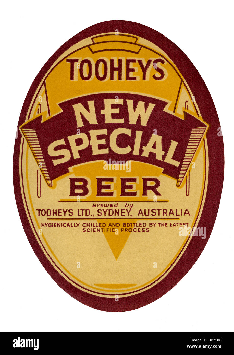 Alten australischen Bieraufkleber für Tooheys neuen Spezialbier, Sydney, New South Wales Stockfoto