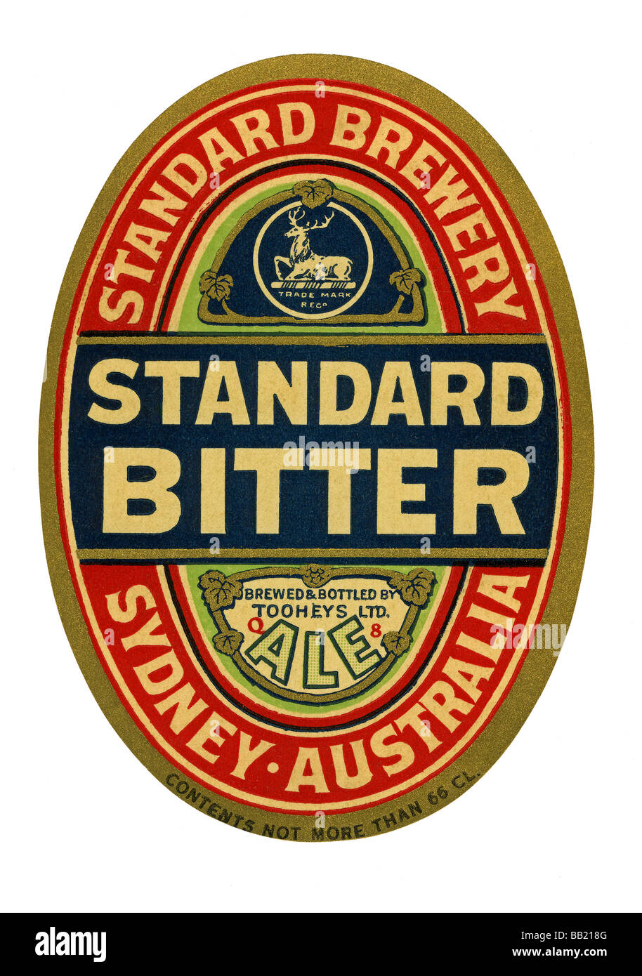 Alten australischen Bieraufkleber für Standard Bitter, Sydney, New South Wales Stockfoto