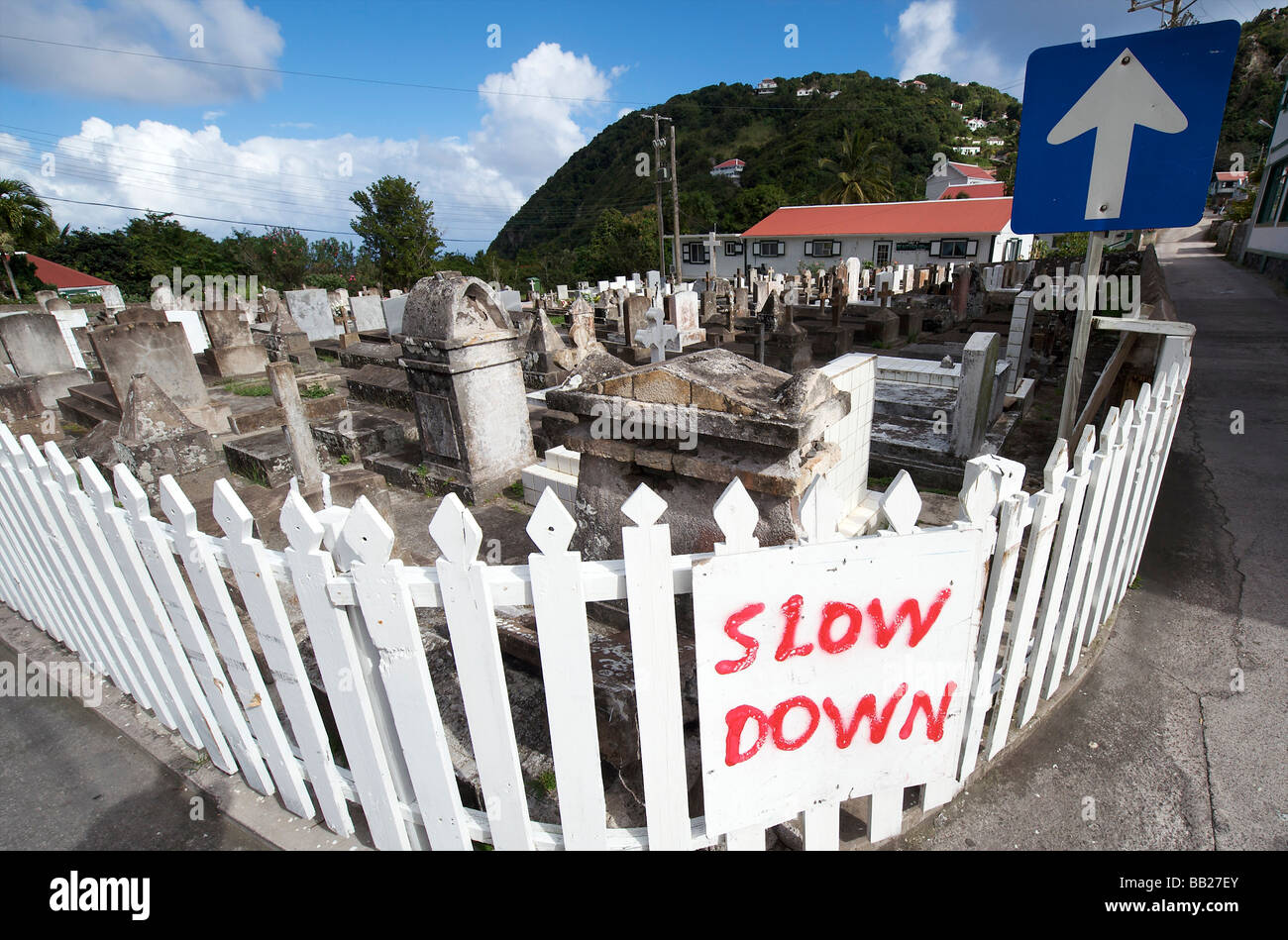 Saba-Friedhof der Windwarside Stockfoto