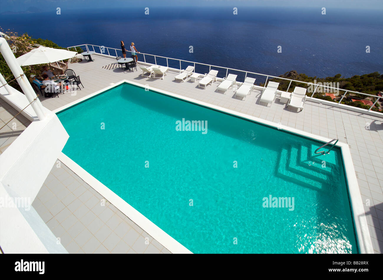 Saba Swimmingpool Luxus Hotels Stockfoto