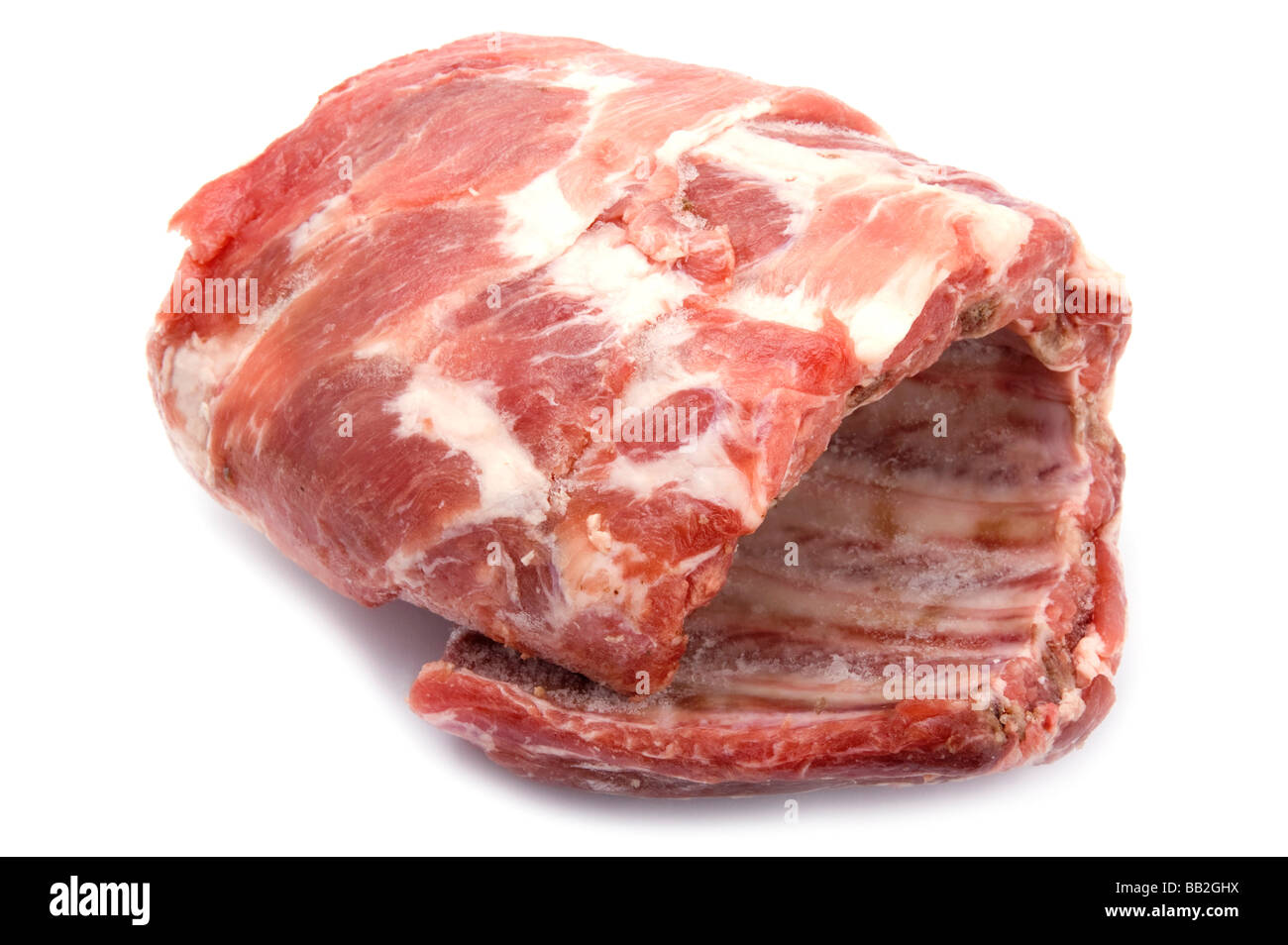 Objekt auf weißen essen rohes Schweinefleisch Rippe Stockfoto