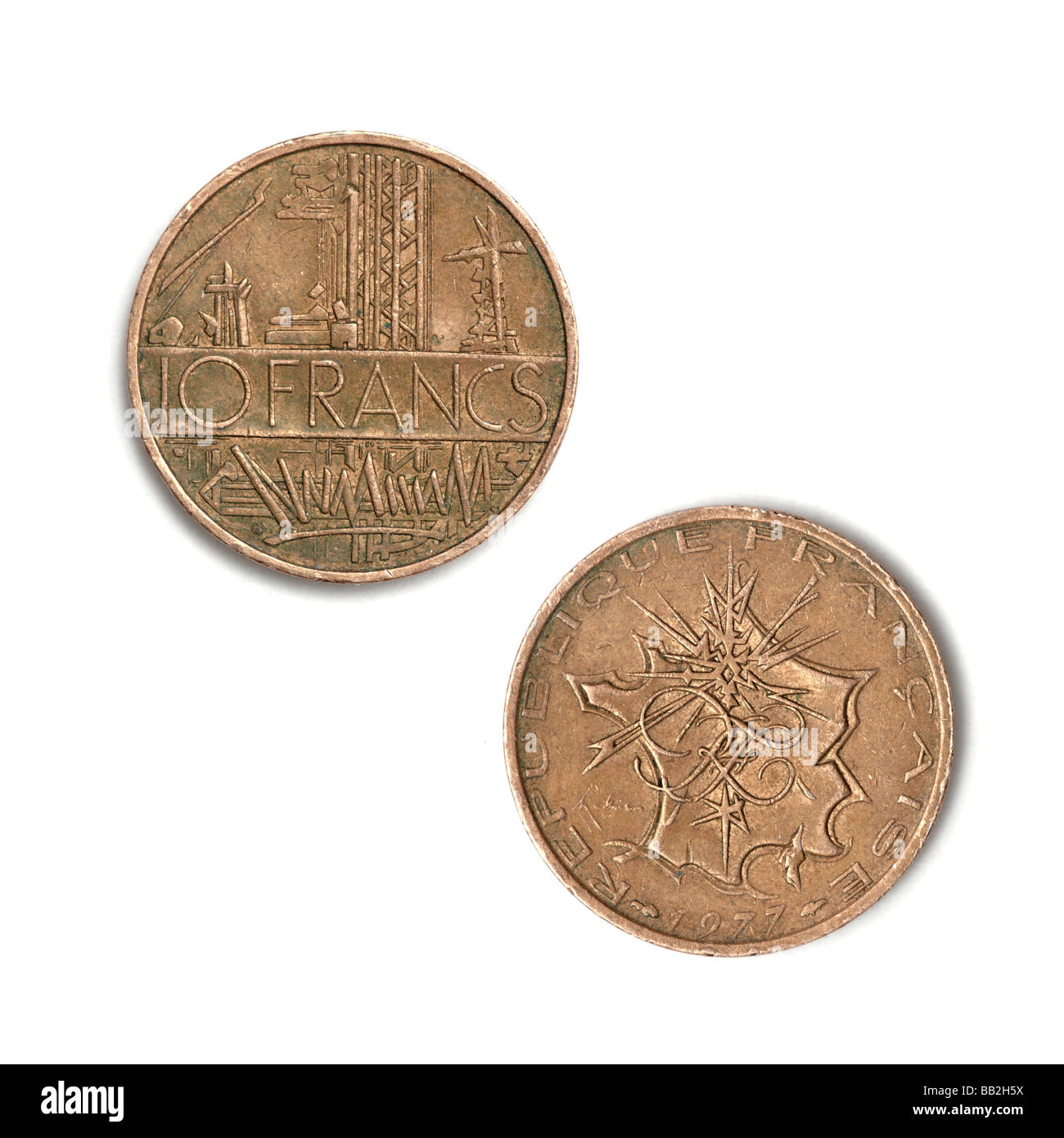 "Französische alte 10 Franken Münze" Stockfoto