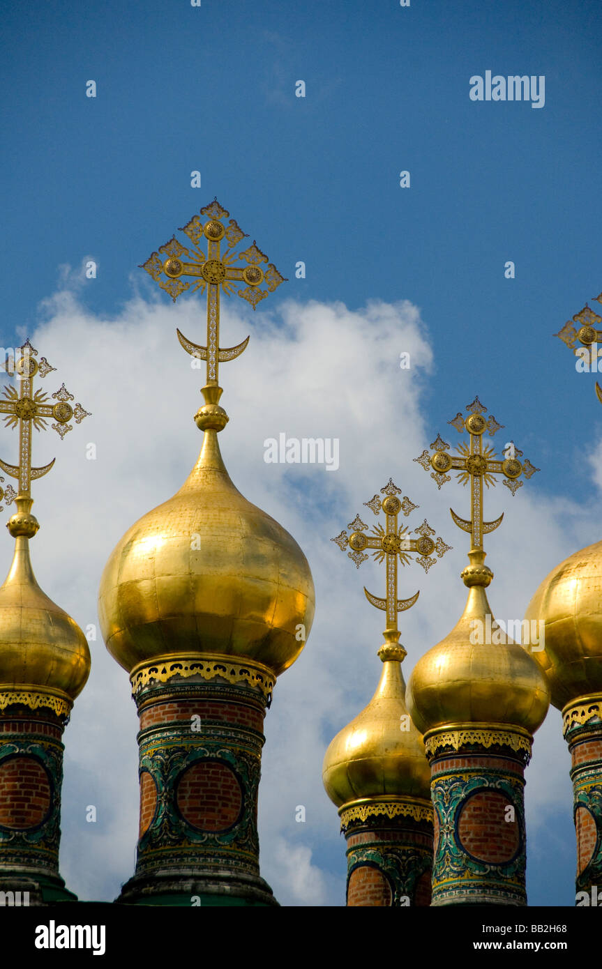 Russland, Moskau, Kreml. Terem-Palast, top vergoldeten Kuppeln der Zarin Goldene Kammer. Stockfoto