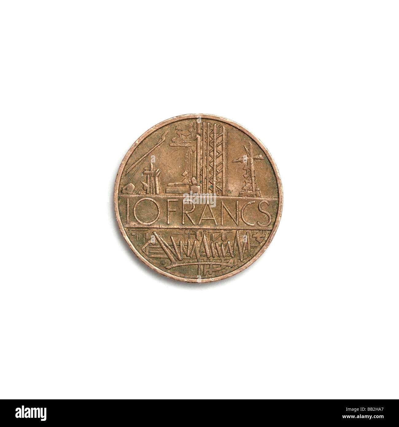 "Französische alte 10 Franken Münze" Stockfoto