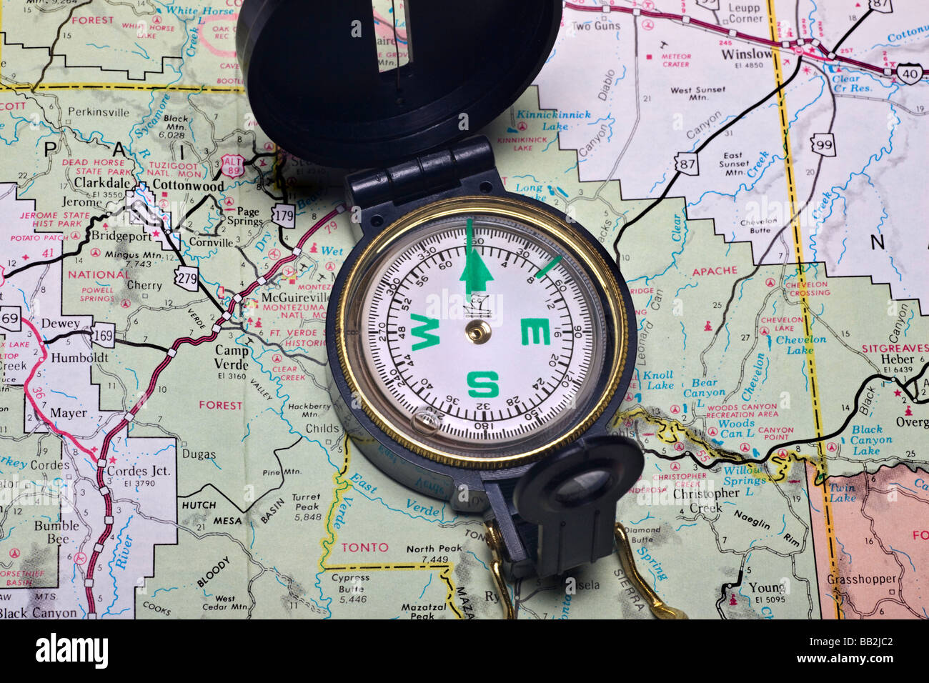 Karte Kompass Stockfoto