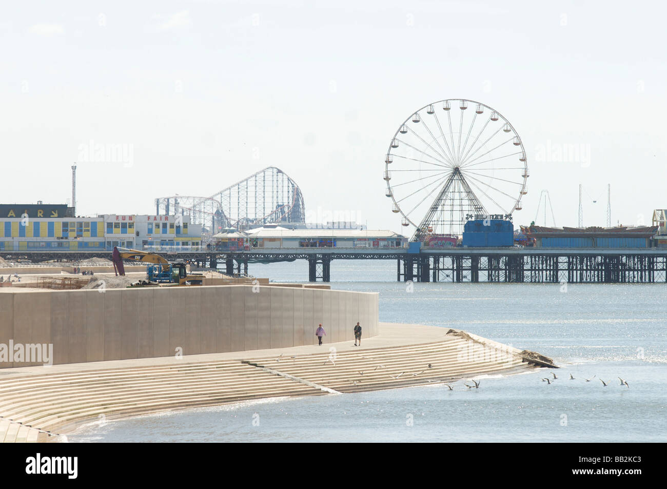 Flut-Schutzdienst Blackpool Promenade Stockfoto