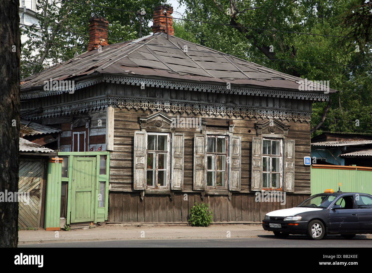 Russland. Irkutsk. Baikal-Region. altes Holzhaus. Stockfoto
