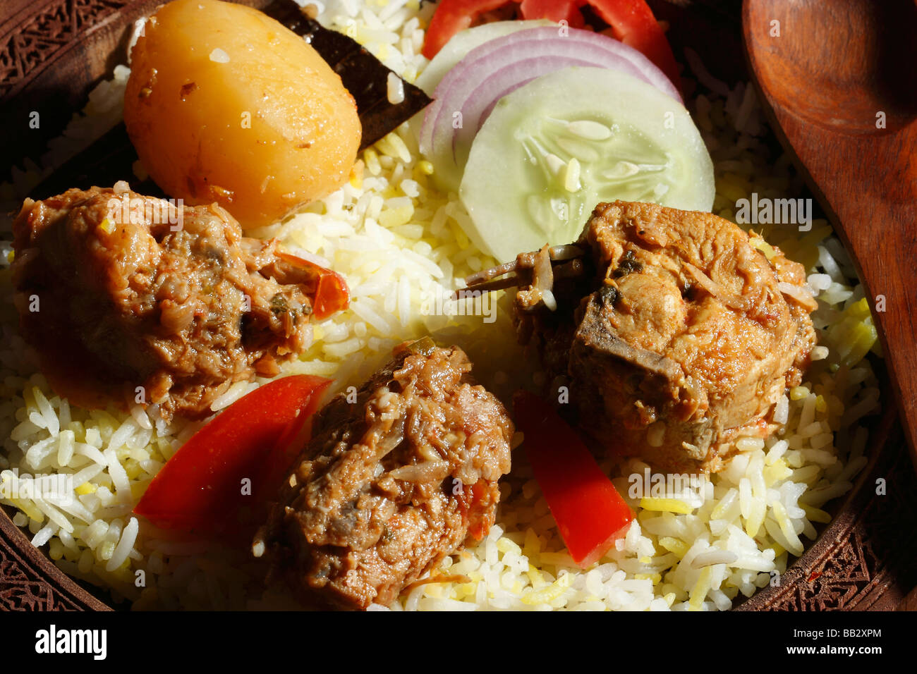 Sindh Biryani ist ein spezielles Fleisch und Reis Gericht von Sindh Provinz von Pakistan. Stockfoto