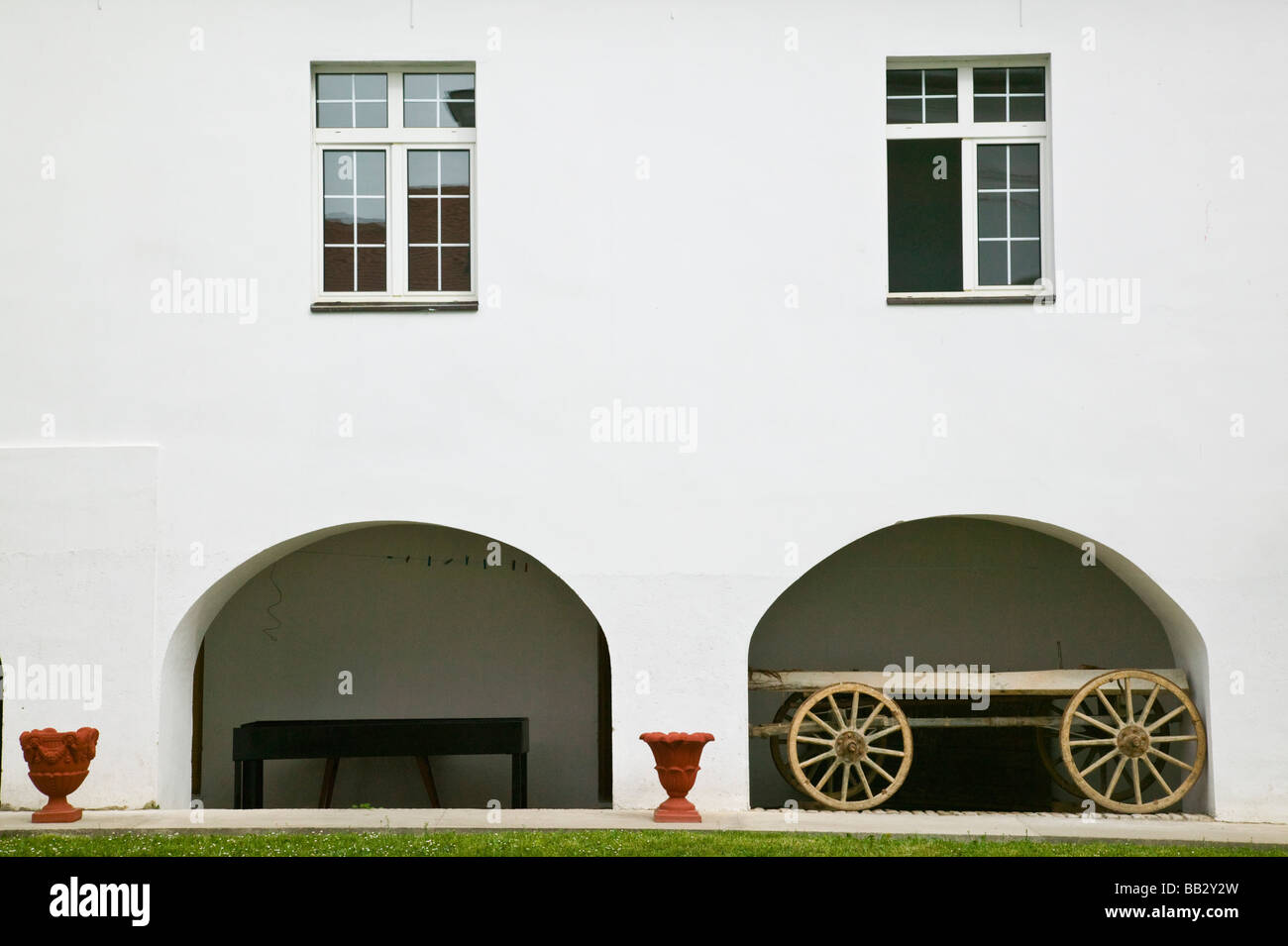 Serbien, Vojvodina Region Novo Hopovo. Wagon Detail bei Novo Hopovo orthodoxe Kloster Stockfoto