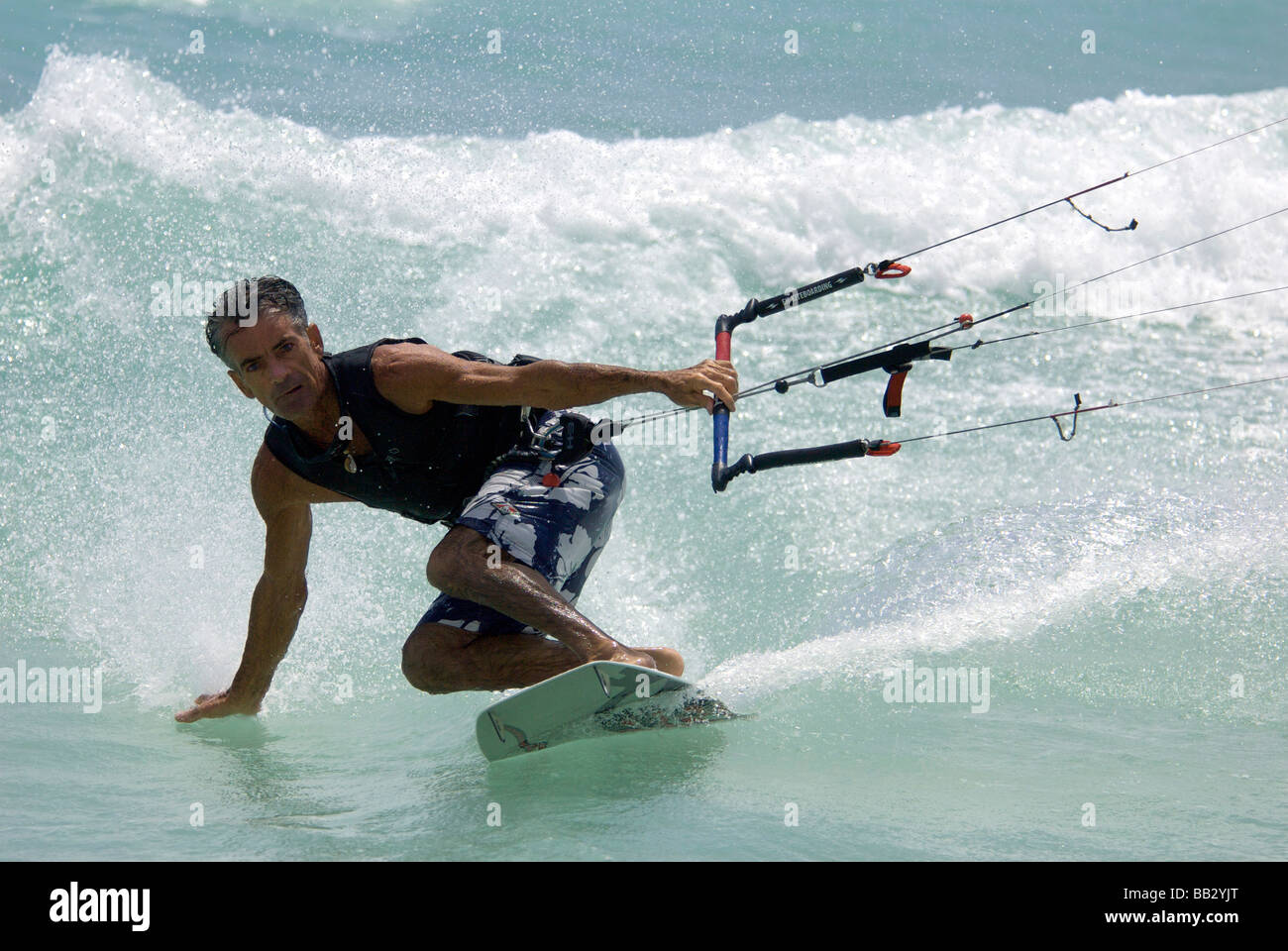 Dominikanische Republik, Bayahibe, Viva Wyndham Dominicus Beach Kite Boarding Stockfoto