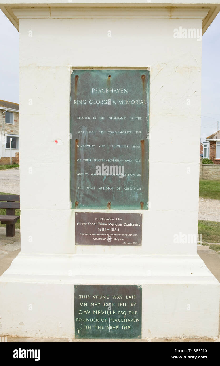 Nullmeridian Denkmal bei Peacehaven, East Sussex, UK Stockfoto
