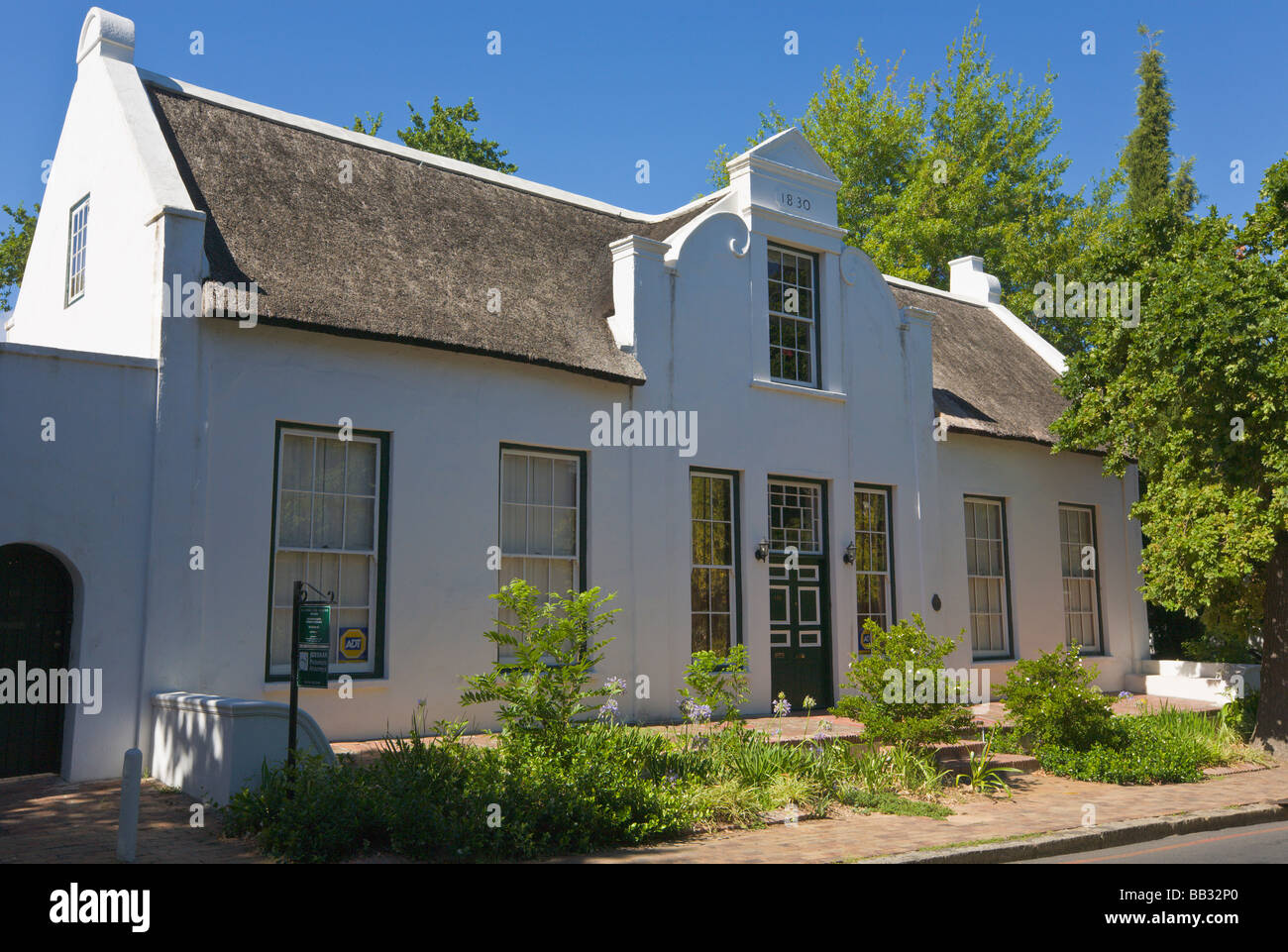 Alten reetgedeckten kapholländischen Haus, Stellenbosch, Südafrika Stockfoto