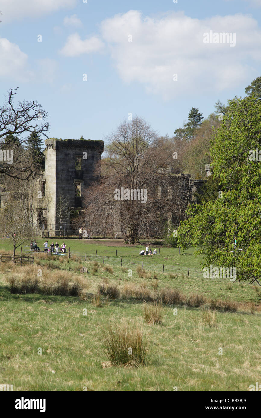 Ruinen von Craigend Castle, Mugdock Country Park, Milngavie, Schottland, Großbritannien Stockfoto