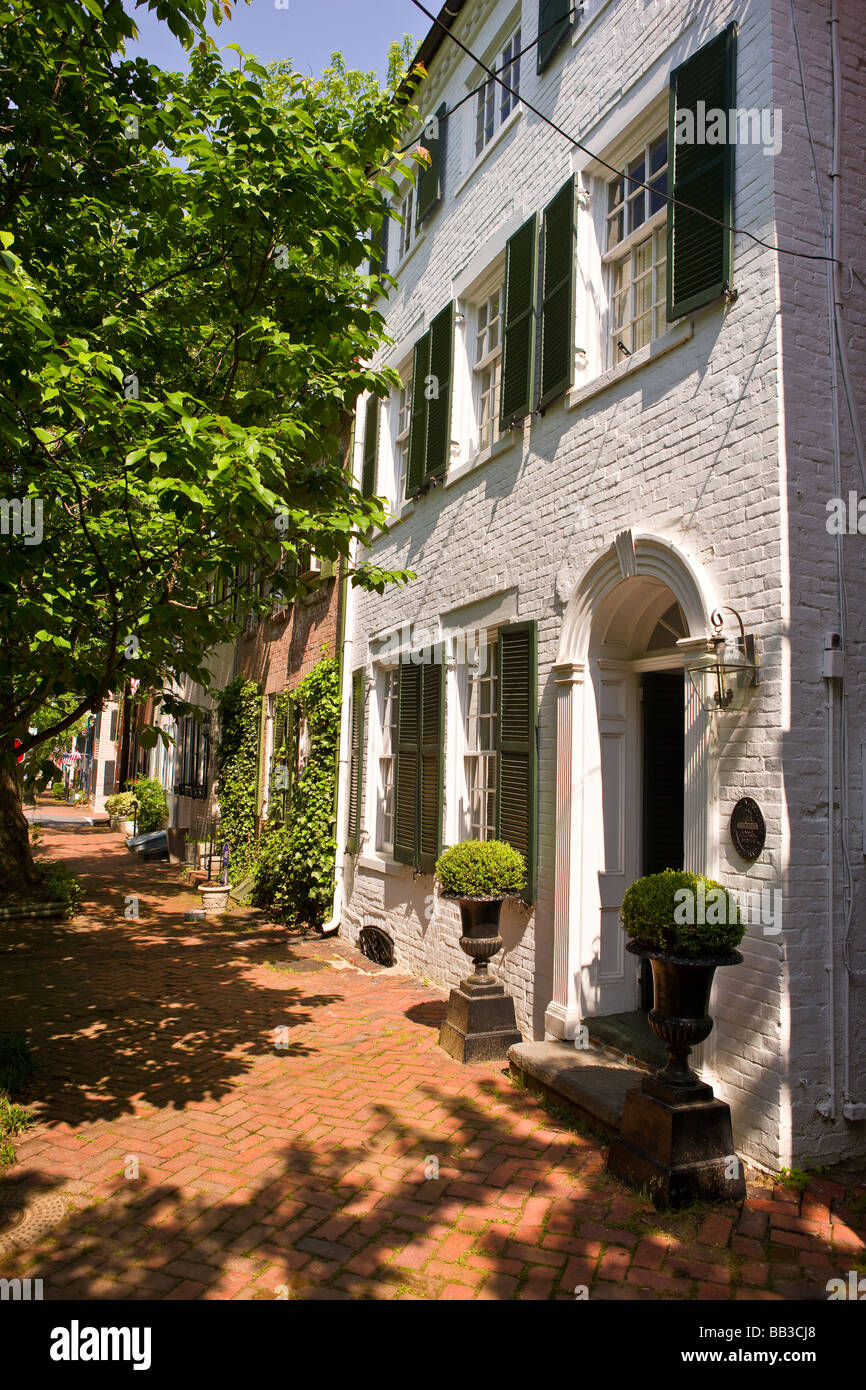 ALEXANDRIA VIRGINIA USA historische Häuser auf der Queen Street in der Altstadt Stockfoto