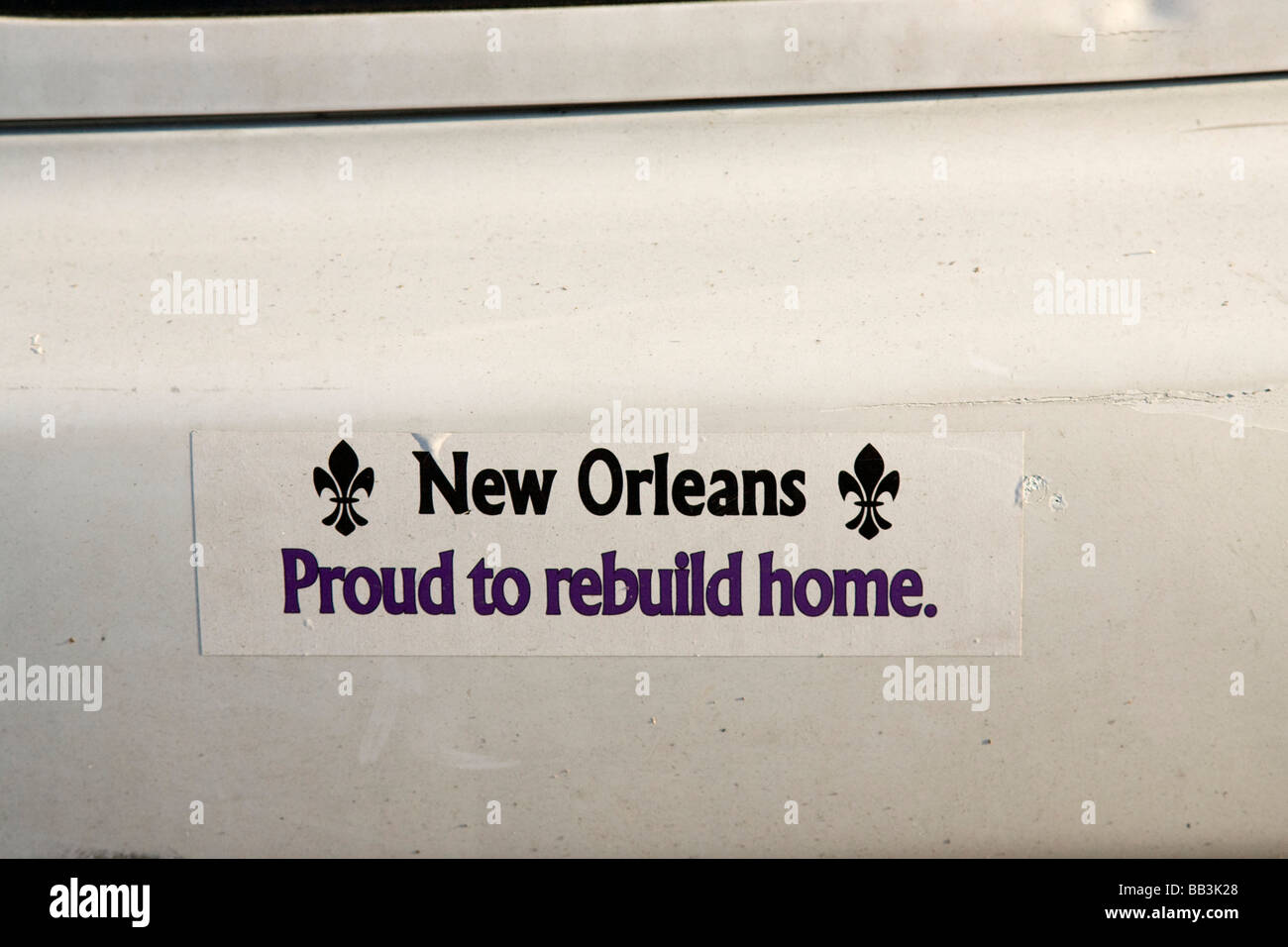 USA, Louisiana, New Orleans. Post-Katrina-Aufkleber. Stockfoto
