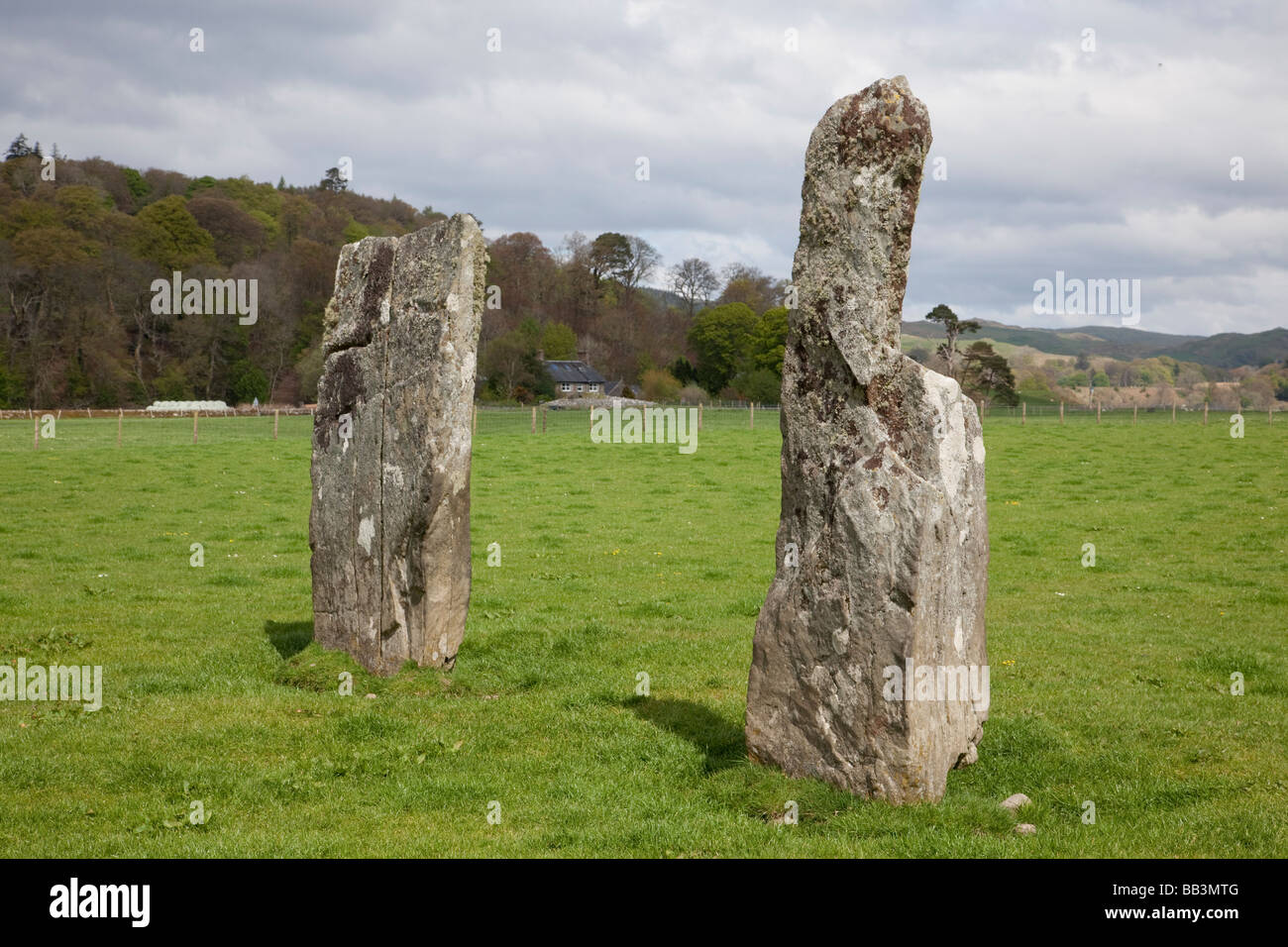 Standing Stones im Nether Largie Stockfoto