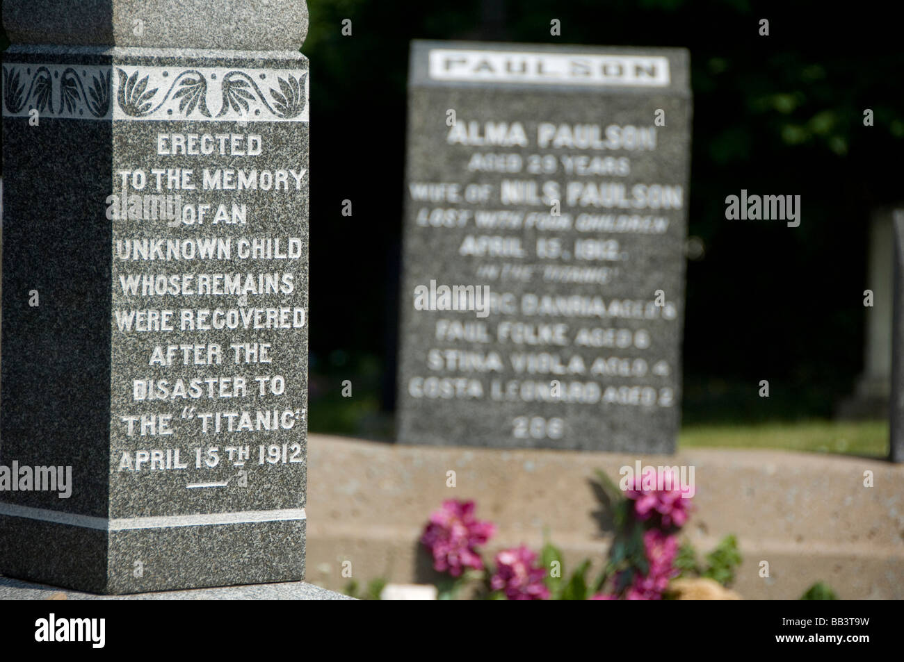 Kanada, Nova Scotia Halifax. Fairview Lawn Friedhof, Titanic Grabstätten. Stockfoto