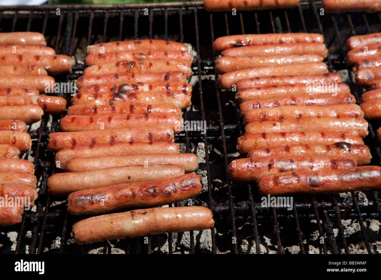 Hamtramck Michigan Hot Dogs, Kochen auf dem Grill auf einer Kundgebung der Arbeit Stockfoto