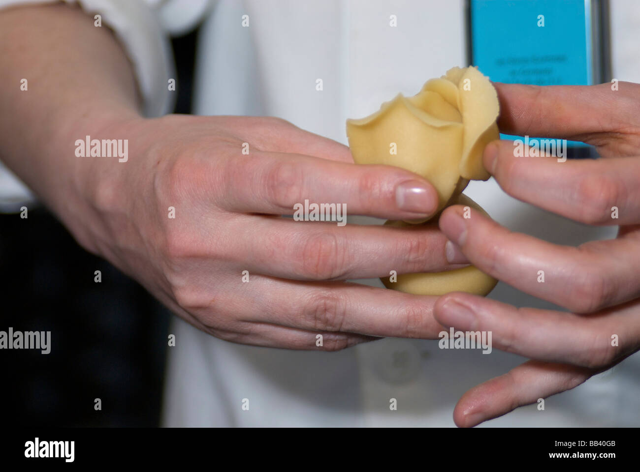 Europa, Belgien, Flandern, Provinz Antwerpen, Antwerpen, Schokolade, chocolatier Burie, so dass ein Marzipan rose (Herr PR) Stockfoto