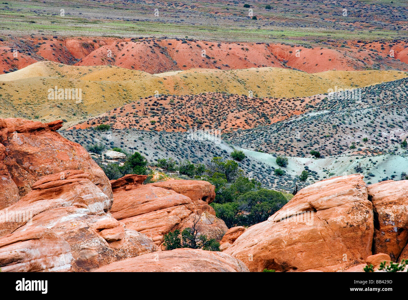USA, Utah, Arches-Nationalpark. Aussicht auf Salz-Tal. Stockfoto
