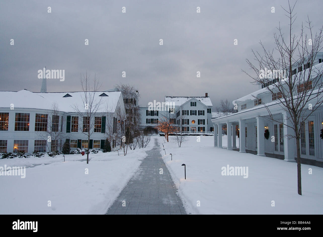 Nordamerika, USA, Vermont, Manchester Village. Die Equinox-Resort im Schnee Stockfoto