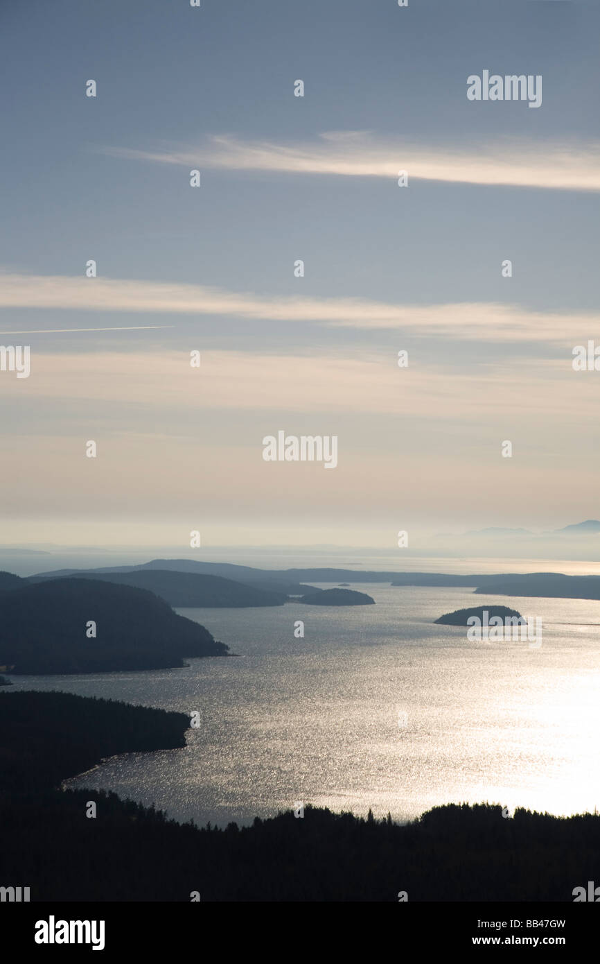 Eine vertikale Landschaft von den San Juan Islands, Washington. Stockfoto