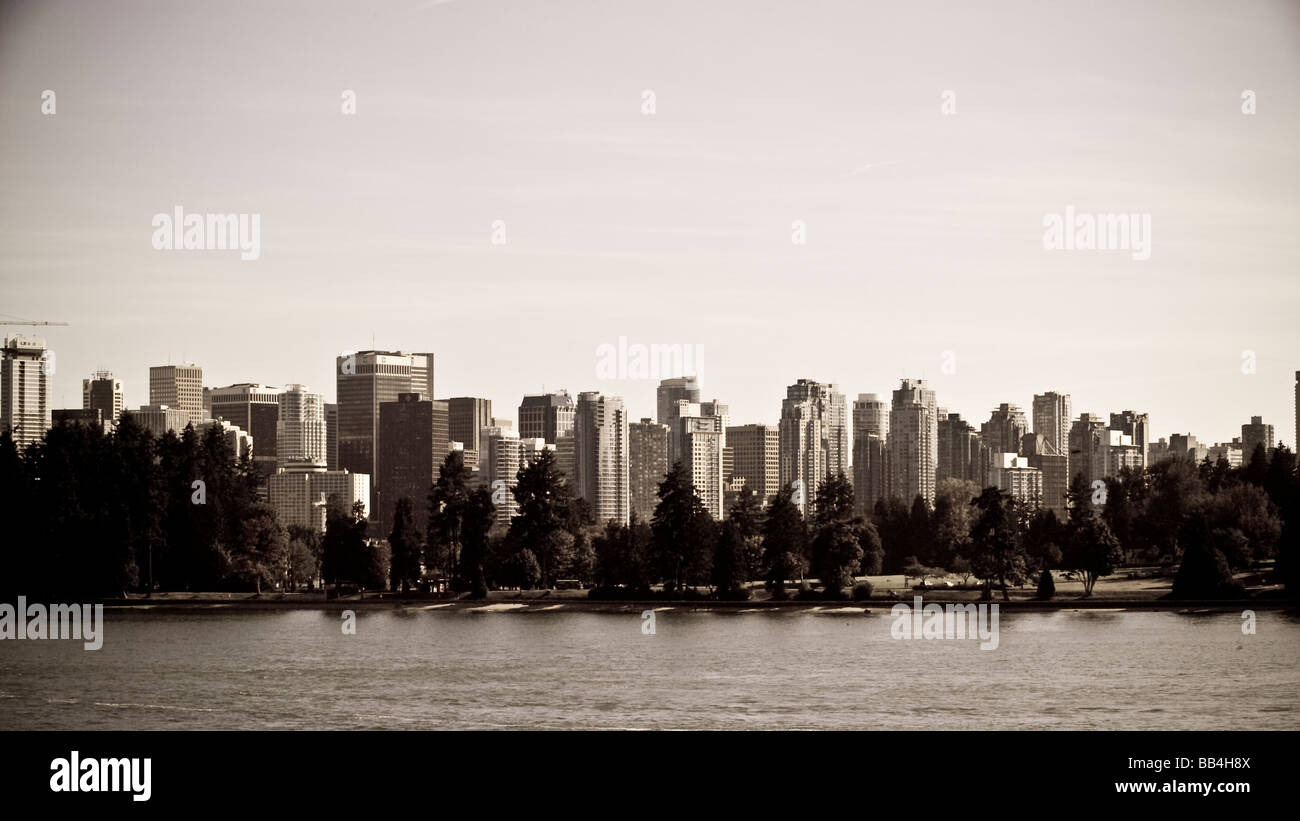 Ein Blick auf die Skyline von Vancouver, Kanada (getönten Bild). Stockfoto