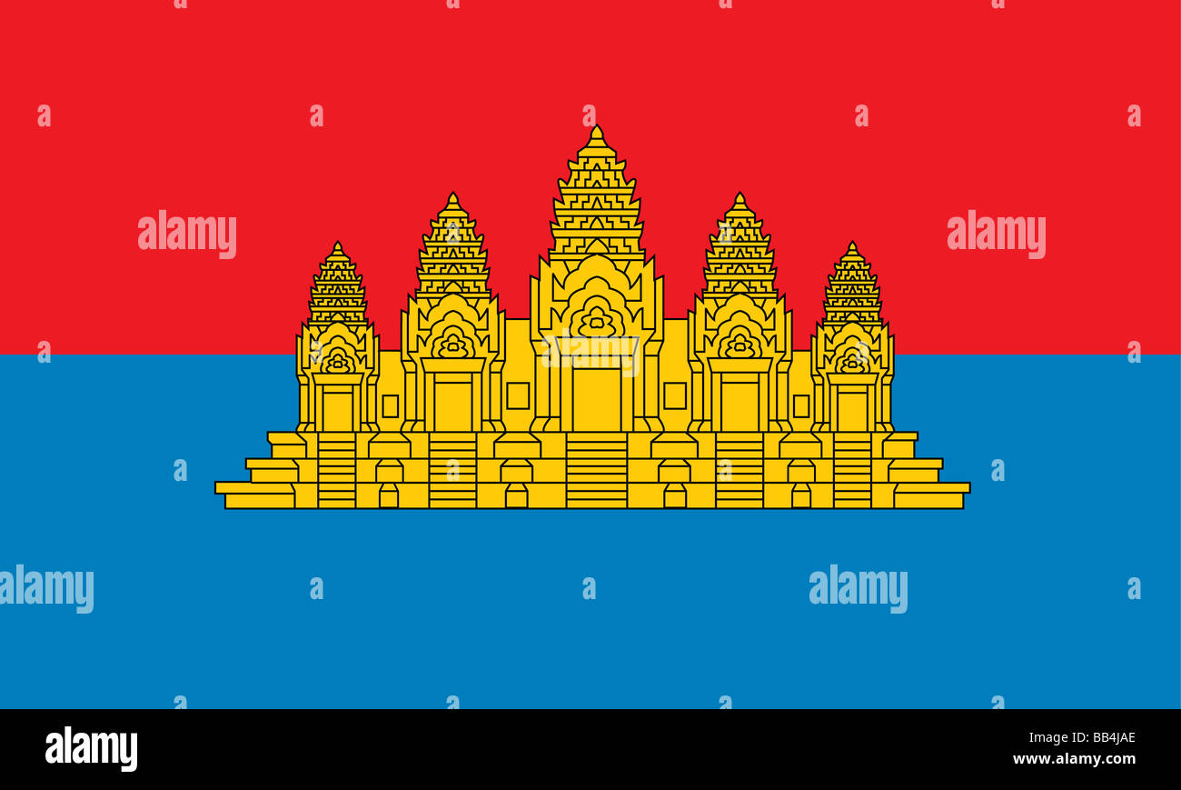 Historische Flagge von Kambodscha, ein Land in Südostasien, von 1979 bis 1992. Stockfoto
