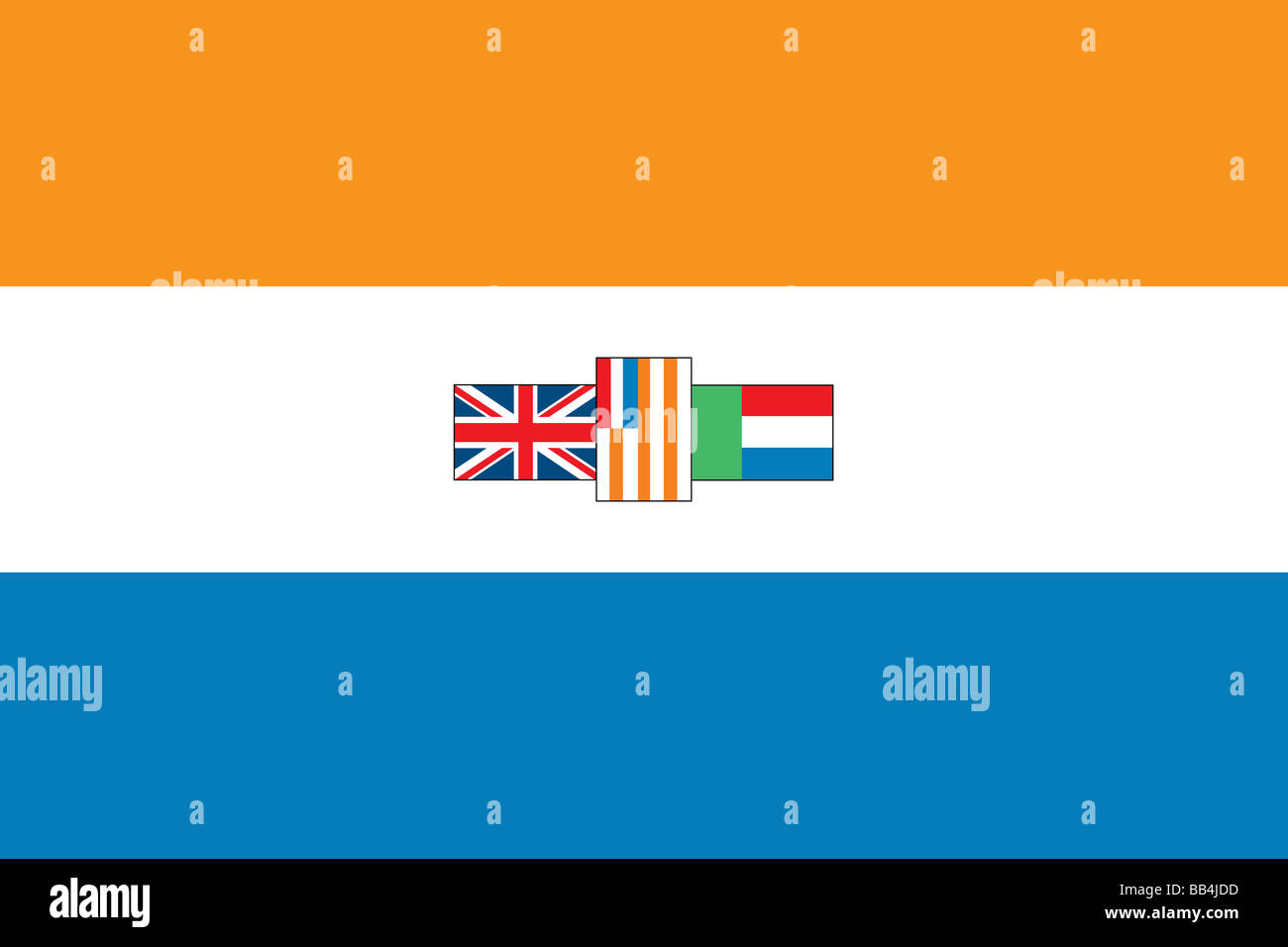 Historische Flagge von Südafrika, das südlichste Land in Afrika, von 1928 bis 1994. Stockfoto