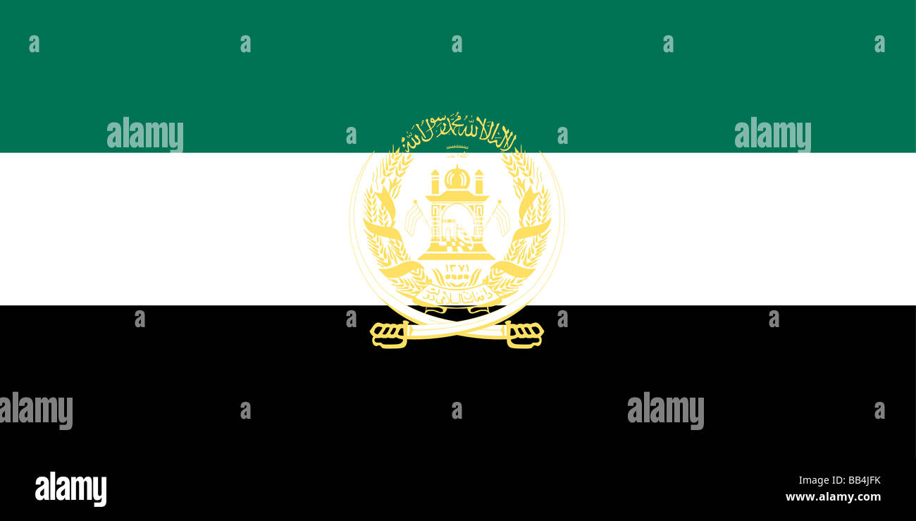 Historische Flagge Afghanistan, ein Land in Zentralasien, von 1992 bis 2001. Stockfoto