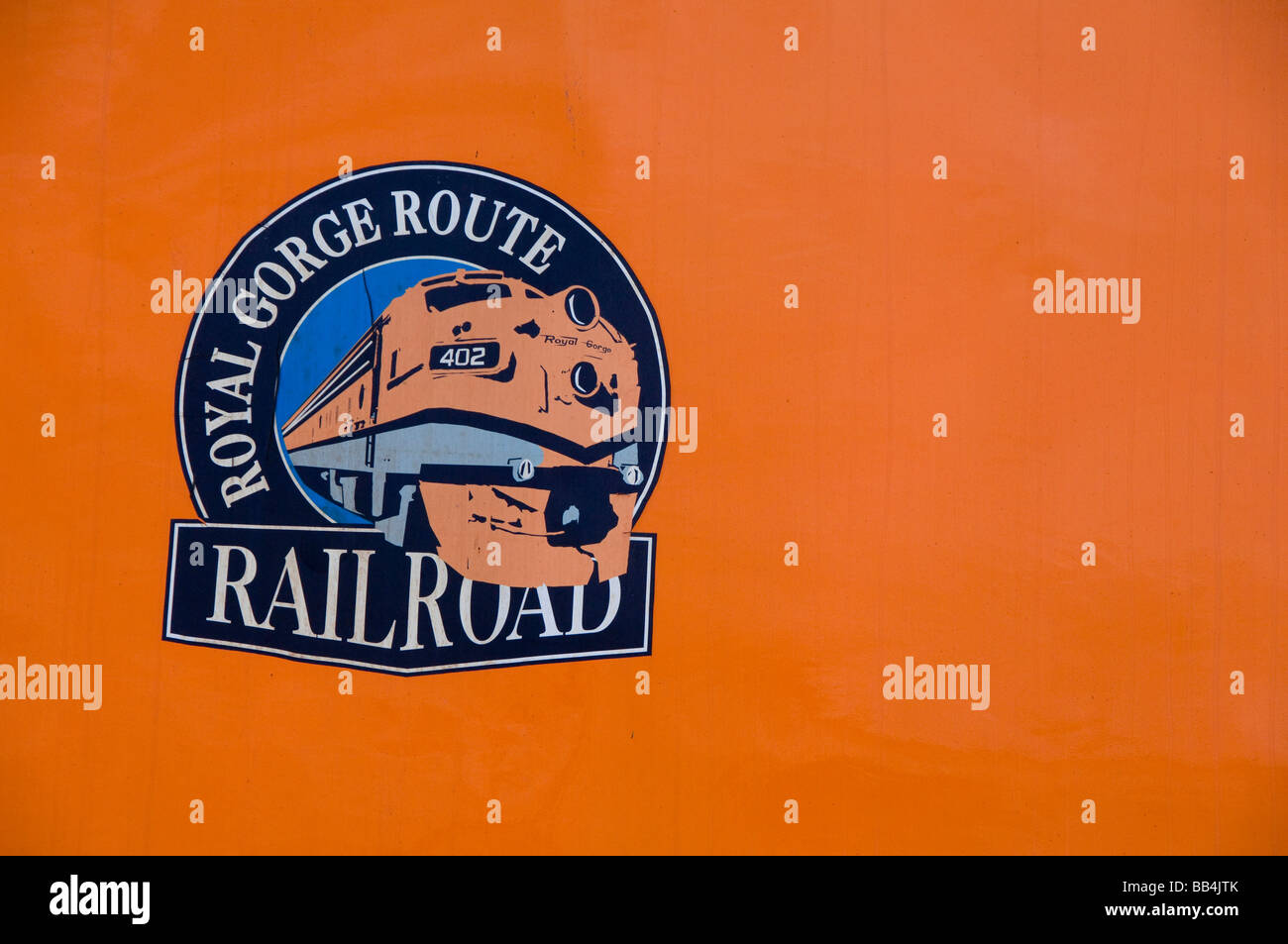 Colorado, Canon City, Royal Gorge Route Railroad. Property-Release. Eisenbahn-Logo Detail. Stockfoto