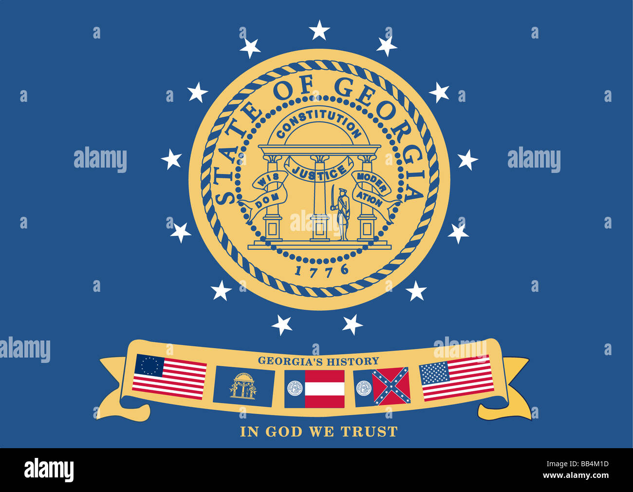 Historische Flagge von Georgia, ein Staat im südlichen Vereinigte Staaten von Amerika, von 2001 bis 2003. Stockfoto