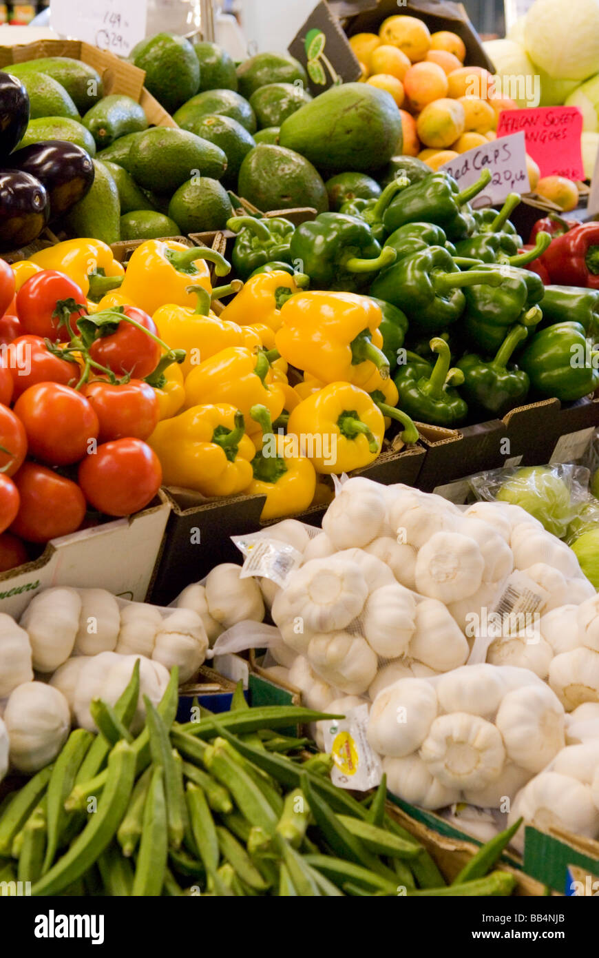 Obst und Gemüse Stand auf Coventry-Retail-Markt Stockfoto