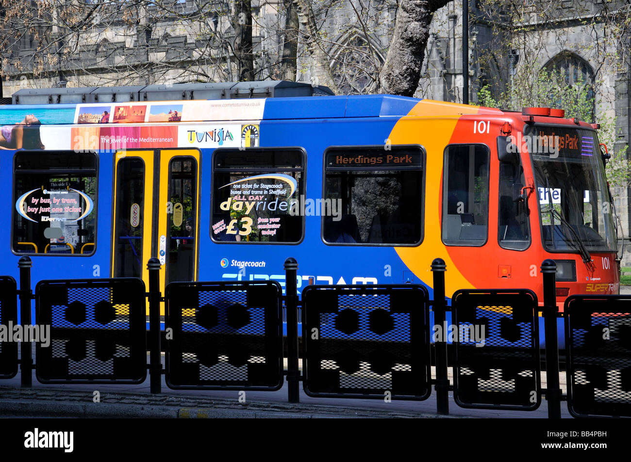 Sheffield Supertram Stadtbahn, Sheffield, South Yorkshire, England, Vereinigtes Königreich Stockfoto