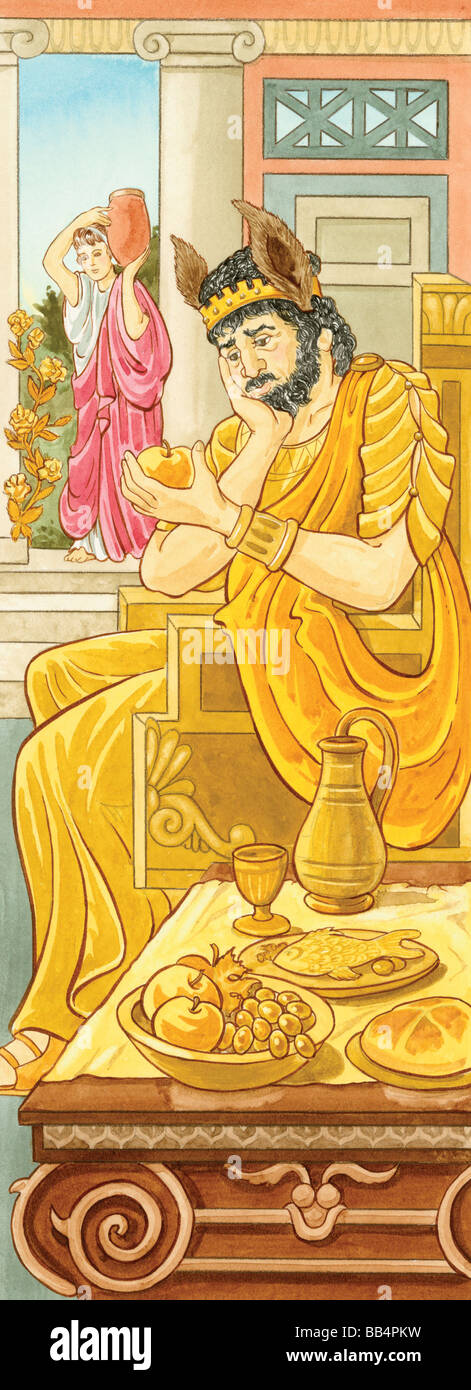 In der Mythologie König Midas war bekannt für seine Dummheit und Gier, berührte einmal für alles, die er um in Gold zu verwandeln. Stockfoto
