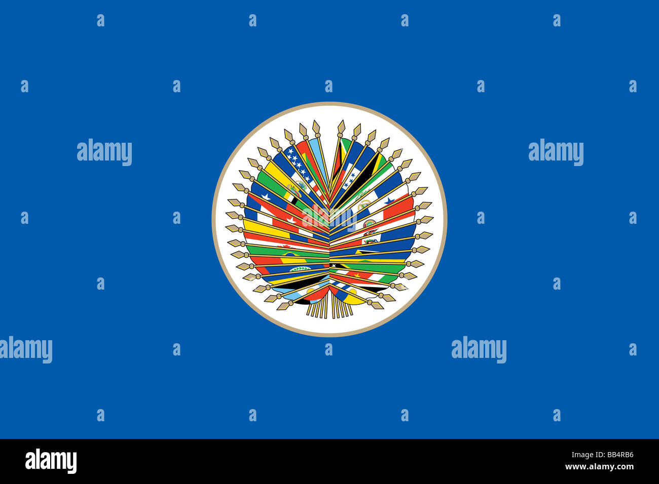 Flagge von der Organisation der amerikanischen Staaten, eine internationale Organisation, bestehend aus den unabhängigen Staaten von Amerika. Stockfoto
