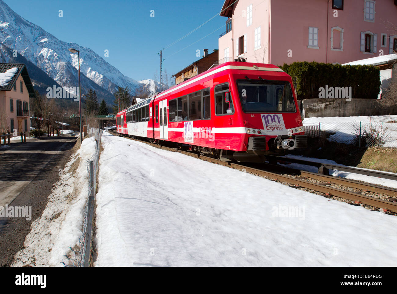 Der Mont Blanc Express Zug in Chamonix, Frankreich Stockfoto