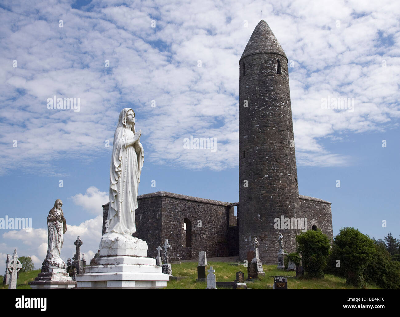 Irland, Mayo, Turlough. Turlough Rundturm, ein nationales Monument aus dem 9. Jahrhundert Stockfoto
