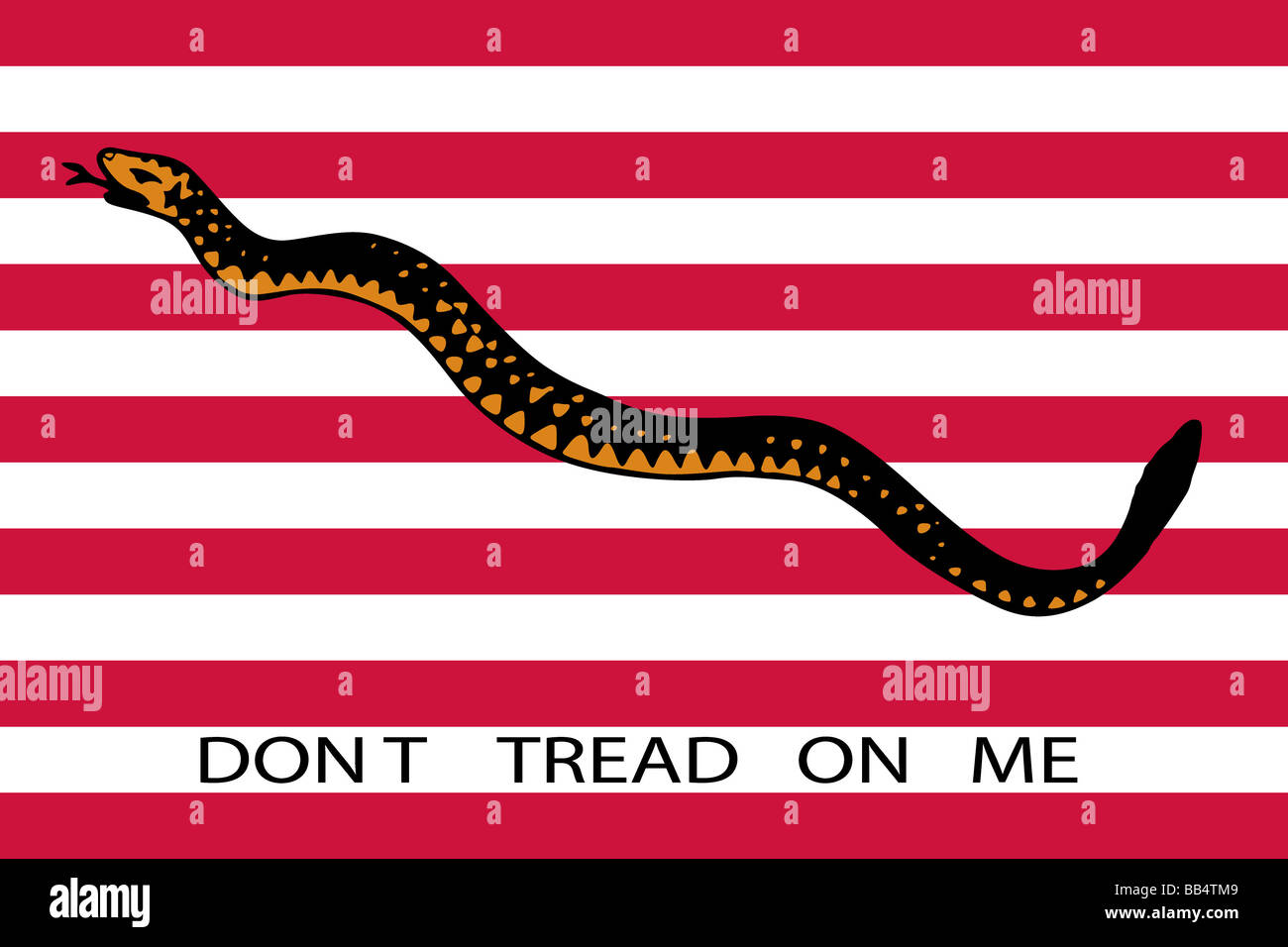 1. Navy Jack, 1776 (Klapperschlange und 13 Streifen). "Treten Sie nicht auf mich" Stockfoto