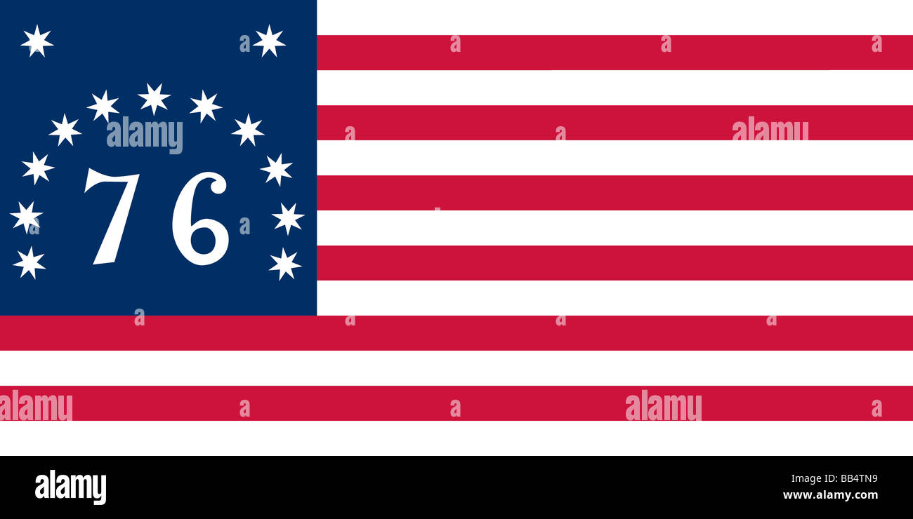 Historische Flagge der Vereinigten Staaten von Amerika. Der Bennington oder "76," Flagge wurde wahrscheinlich in der Schlacht von Bennington, A geflogen Stockfoto