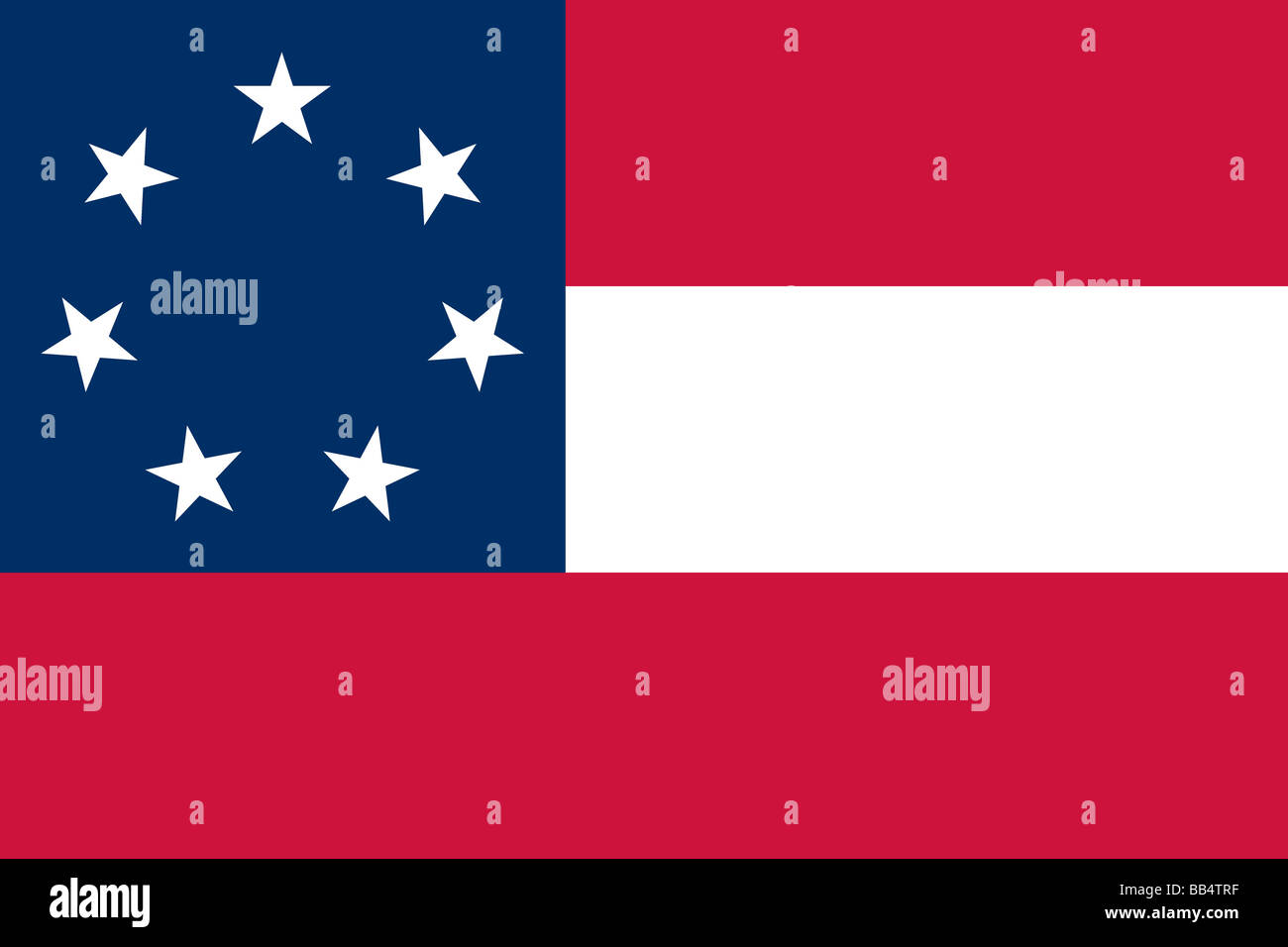 Historische Flagge der Vereinigten Staaten von Amerika. Stars And Bars, die erste Flagge der Konföderierten Staaten von Amerika, März 15, Stockfoto