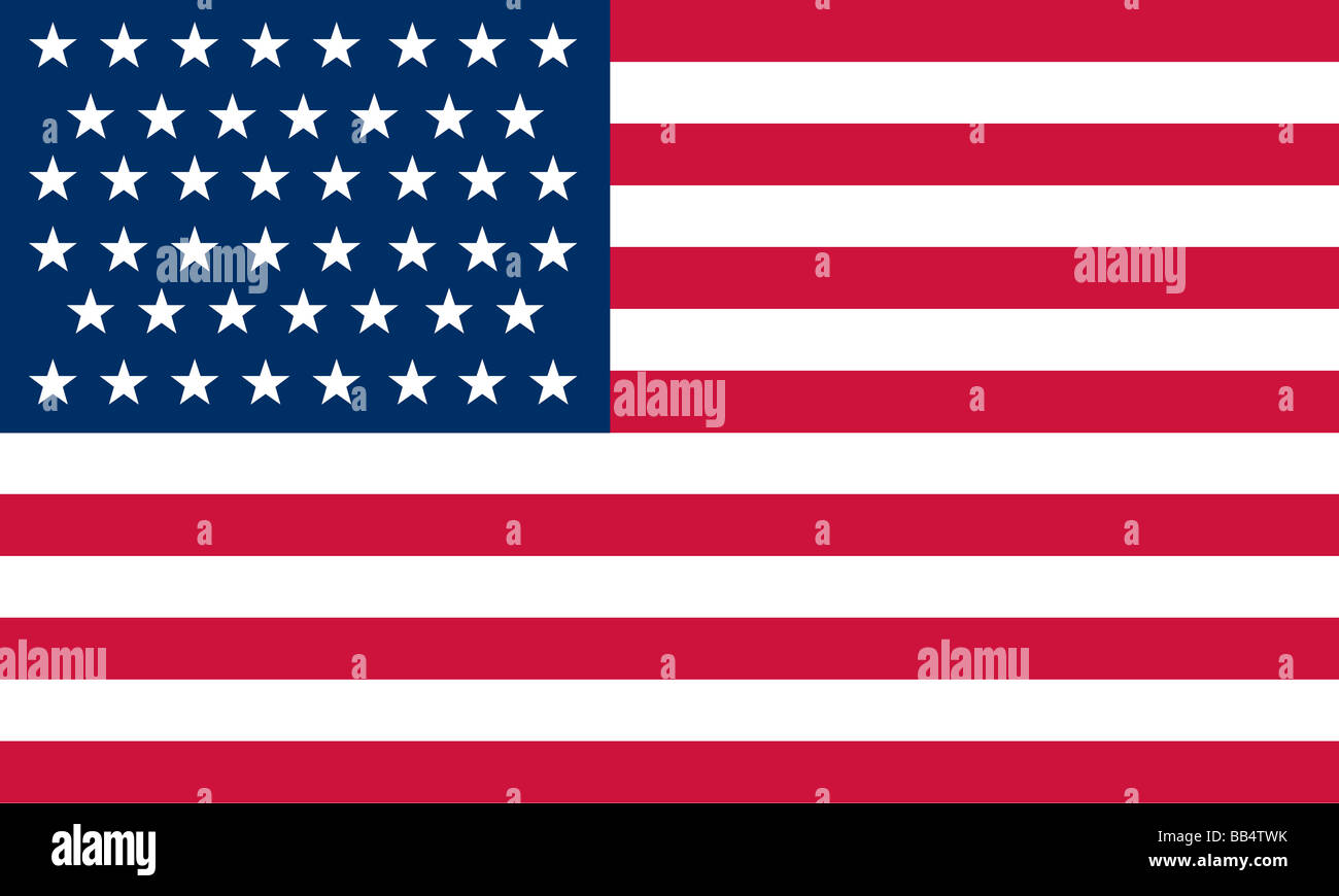 Historische Flagge der Vereinigten Staaten von Amerika. Die 46-Sterne amerikanische Flagge wurde offizielle 4. Juli 1908, Oklahomas spiegelt eine Stockfoto
