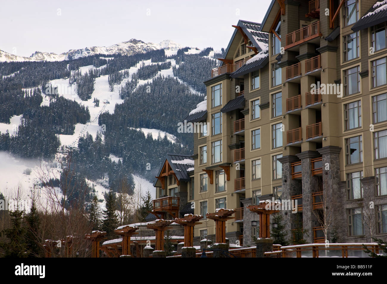 Das Pan Pacific Hotel Whistler Village Host 2010 Vancouver Winter Olympics Whistler Kanada British Columbia Stockfoto