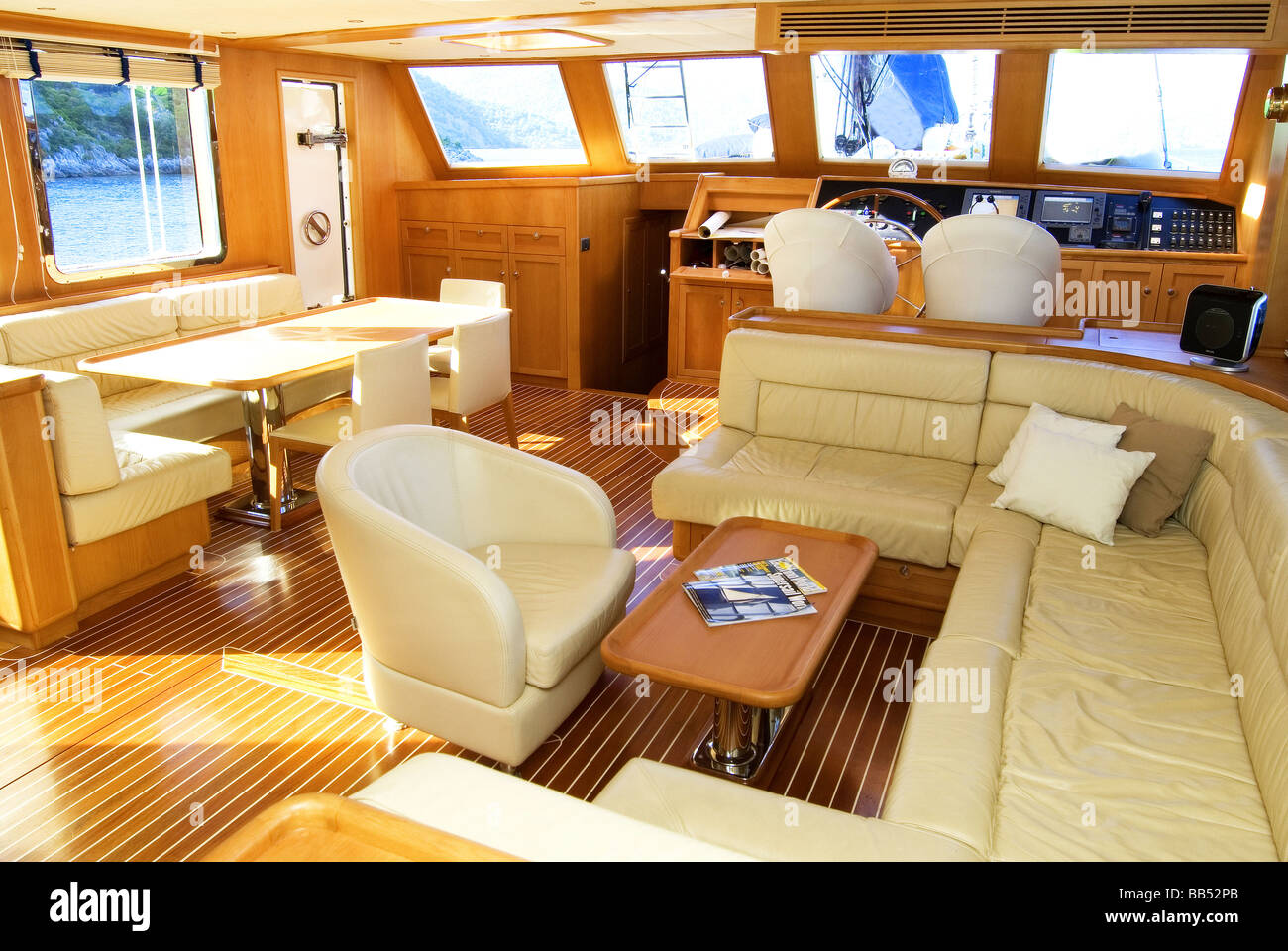 Interior Design des Luxus-Motoryacht Stockfoto