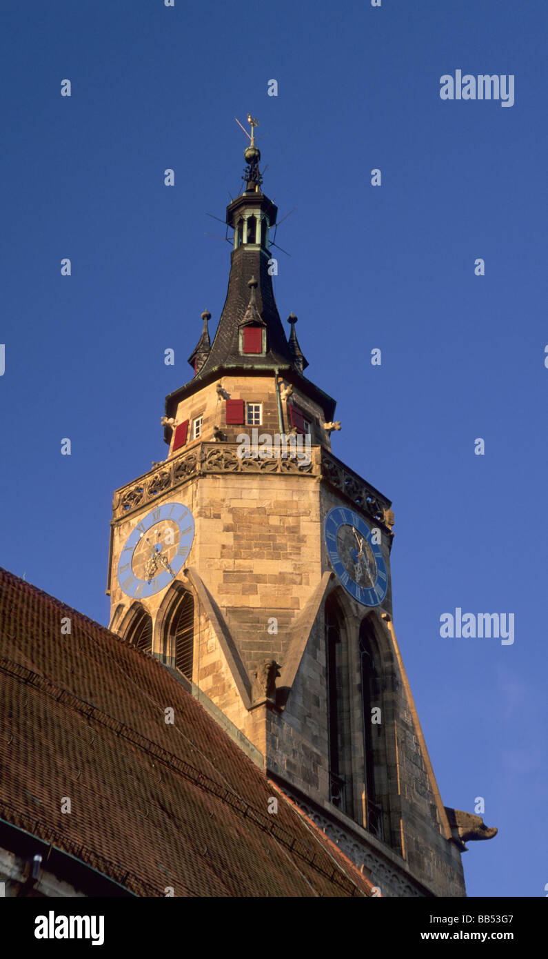 Turm der Stiftskirche Stiftskirche in Tübingen Baden Württemberg Deutschland Stockfoto