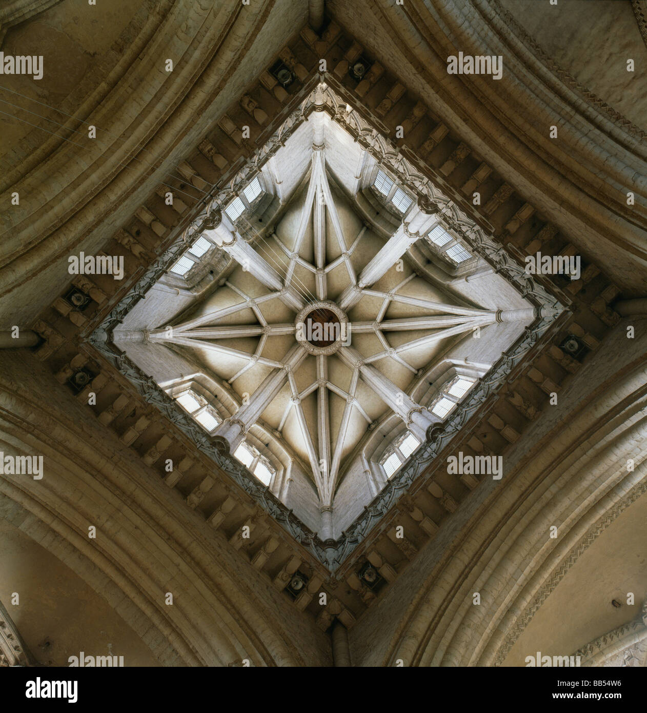 Kathedrale von Durham sternförmige Gewölbe im fünfzehnten Jahrhundert Mittelturm Stockfoto