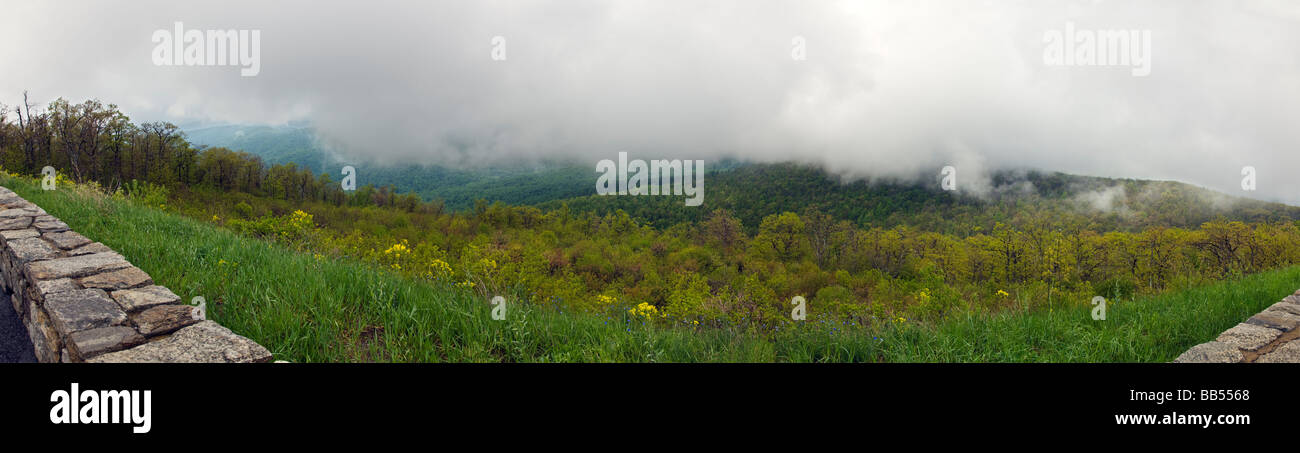 Frühling Panoramablick aus der Palette Blick übersehen auf der Skyline Drive im Shenandoah National Park Virginia USA Stockfoto