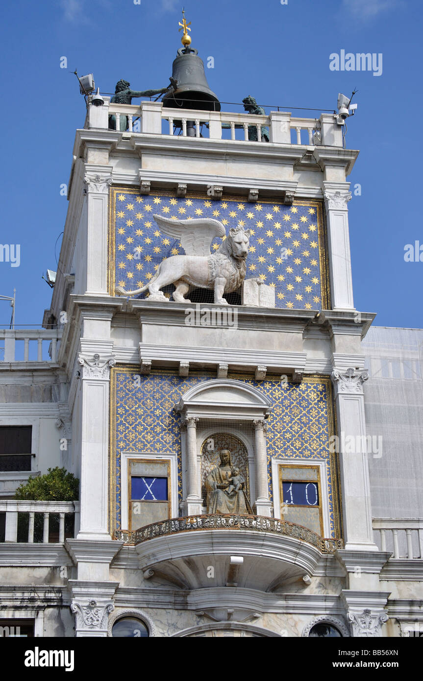 Markusplatz Clocktower, San Marco Square, Venedig, Provinz Venedig, Veneto Region, Italien Stockfoto